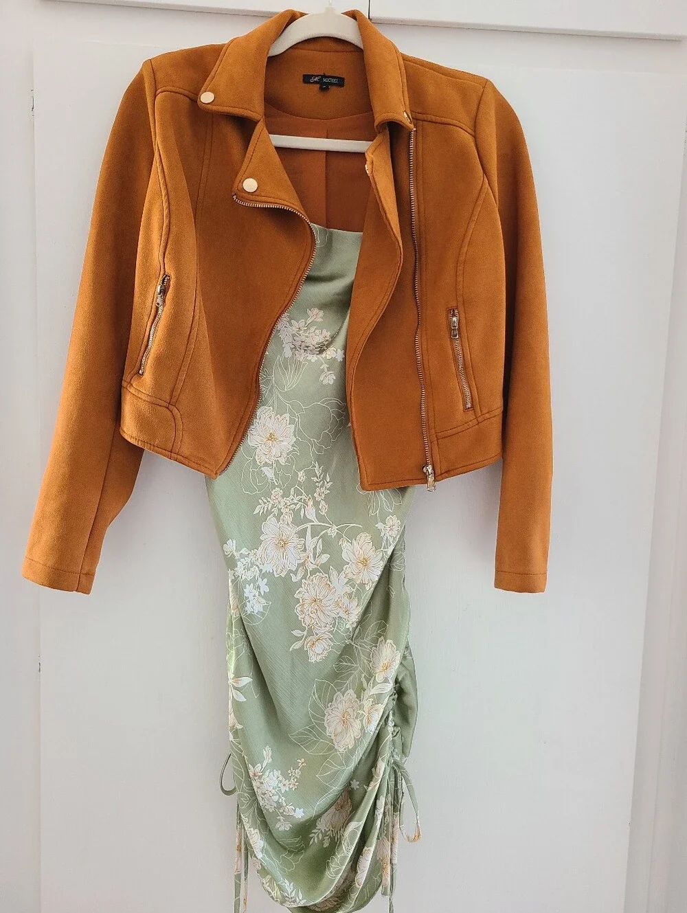 Michel Faux Suede Moto Jacket in Rust Orange - Women